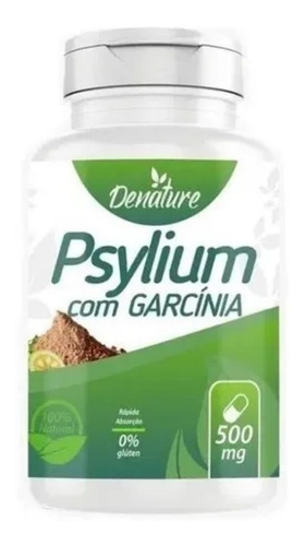 Psylium Com Garcinea 500mg 100 Cápsulas Denature Sabor Sem Sabor