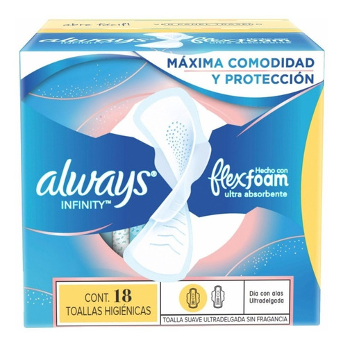 Toallas Higiénicas Always Infinity Flexfoam Con Alas 18 Unid