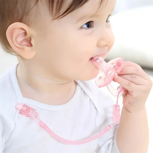 Pinza para chupetes Mola Pietra Baby, mujer y hombre, rosa, blanco y blanco