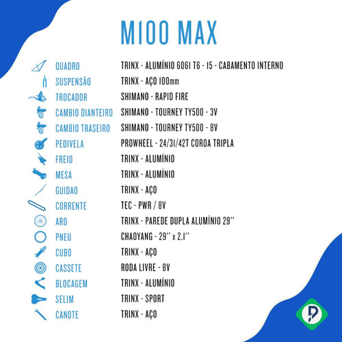 Imagem 8 de 8 de Bike Trinx M100 Max 15 Aro 29 Freio De Disco Mecânico 24v