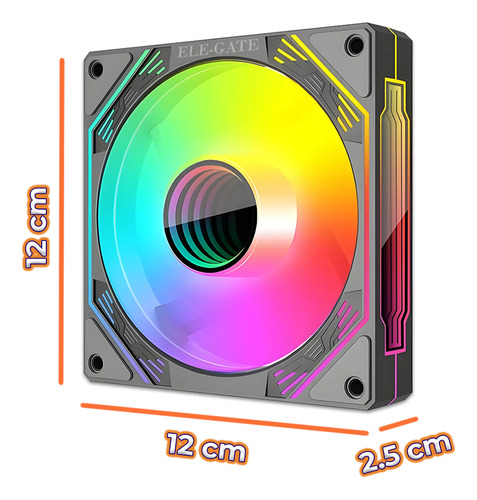 Ventilador Pc Chasis 120mm RGB Pwm Refrigeración Silenciosa Led Color Negro Ele-Gate