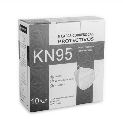 Cubrebocas Kn95 Mascarilla Certificado 5 Capas 10 Pzas Caja 