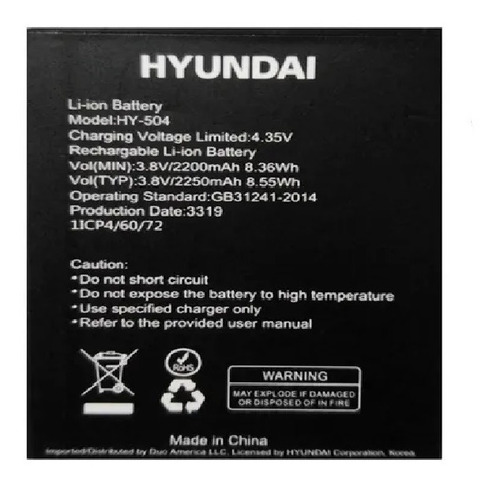 Pila Bateria Hyundai E501 E502 E503 E504 Tienda Fisica