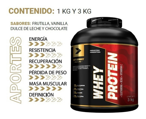 Imagen 5 de 7 de Whey Protein 3 Kg ( Proteína Pura ) + Ganador De Peso 1,5 Kg ( Mass Gainer ). Body Advance.