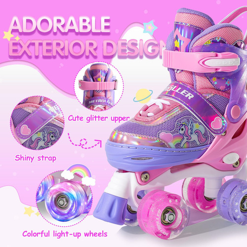 Patines Ajustables Para Niños Con Ruedas Brillantes Talla De Los Patines 0 Mm Púrpura