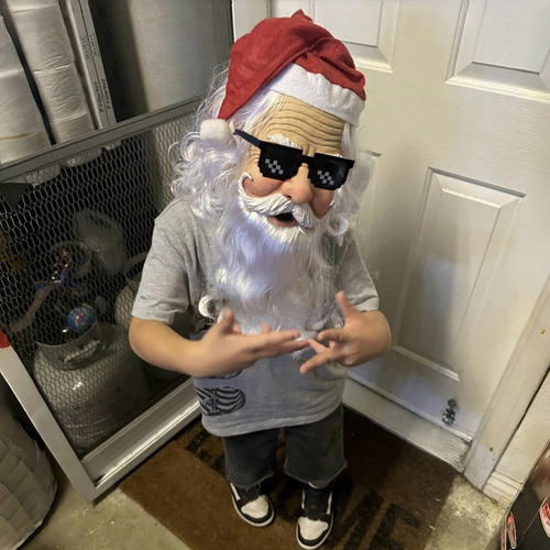 Máscara Realista De Papá Noel De Látex Con Pelo Y Gafas