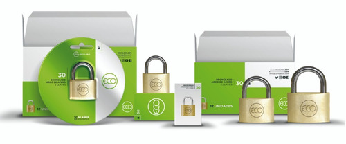 Imagen 2 de 5 de Candado Eco 60mm Acero Bronceado + 2 Llaves