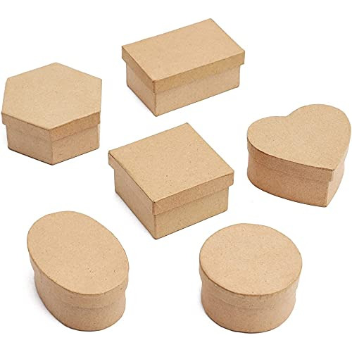 Cajas De Papel Maché Mini Tapas (6 Formas, Color Kraft...