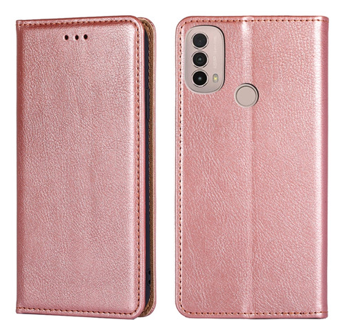 Funda De Piel De Aceite Brillante Para Motorola Moto E40