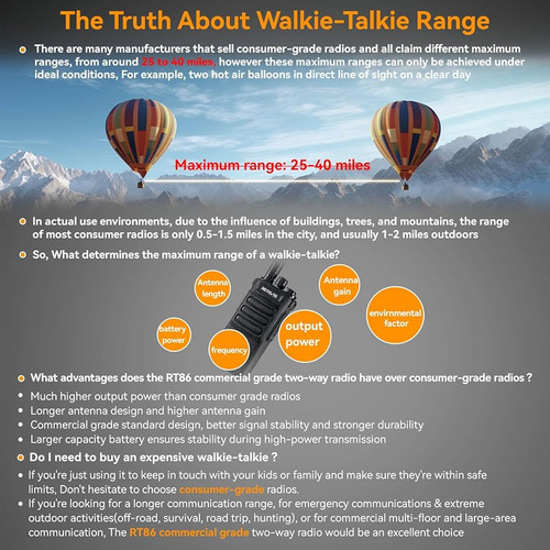 Rádios Bidirecionais Retevis Rt86 Walkie Talkies De Longa P