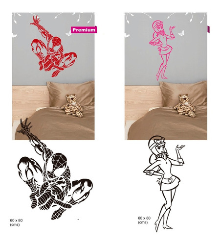 Imagen 2 de 2 de Vinilos Decorativos De Pared -batman Superman Spiderman