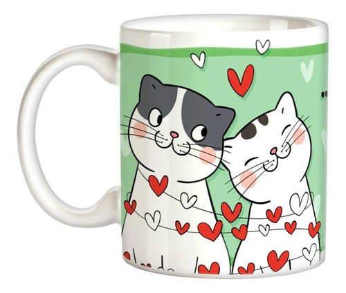 Caneca Xícara Gato Gatinhos Namorados Frases Declaração Amor