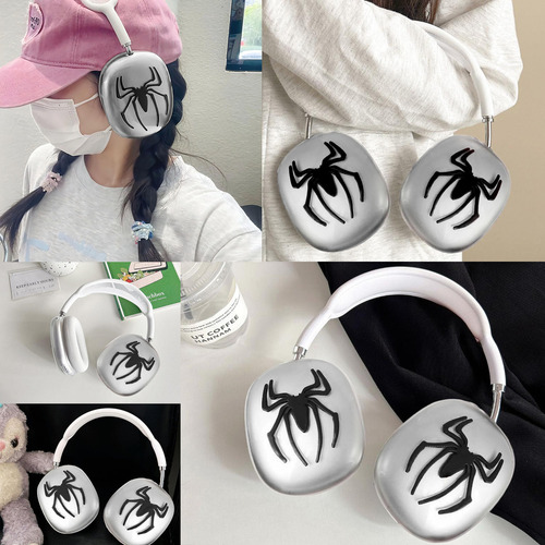 Douad 2 Calcomanías Metálicas 3d De Araña Negra/plateada - Adhesivo Removible, Resistente Al Agua Y Calor. Ideal Para Autos, Motocicletas, Cascos, Audífonos.