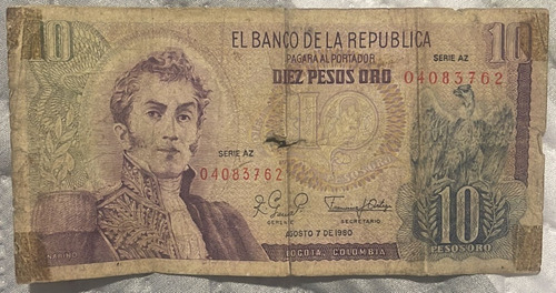 Vendo Billete De 10 Pesos Oro