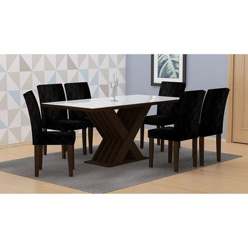 Conjunto De Mesa De Jantar Verona Com Vidro E 6 Cadeiras ...