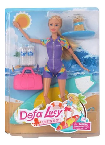 Muñeca Defa Lucy Surfista Con Accesorios Playking