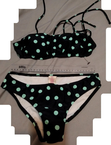 Bikini Usa Lunares Negra Verde, Malla Traje Baño  Trai   T S