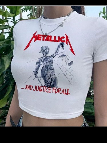 Polera Metallica Mujer Corta