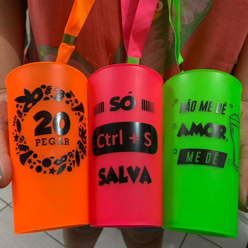 10 Copo Personalizado Carnaval Com Cordão 500 Ml
