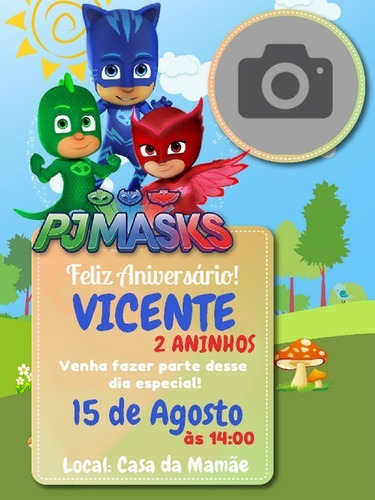 Imagem 1 de 7 de Convite Digital De Aniversário - Pj Masks