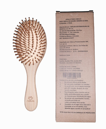 Natura Cepillo Para Cabello De Bambú De 22.5 X 7.7 X 3.3 Cms