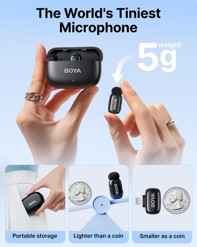 Micrófono Inalámbrico Mini Con Usb-c, 30h Batería, Reducción