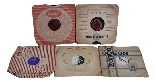 Antiguo Vintage Set 5 Discos Pasta Gardel Y Otros  