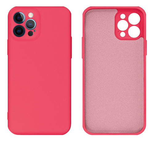 Capa Protege Câmera Silicone Veludo Compatível iPhone 12 Pro Cor Rosa pink