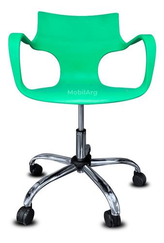 Silla De Escritorio Oficina Giratoria Neumatica Base Cromada Modelo Jim Con Ruedas - Mobilarg