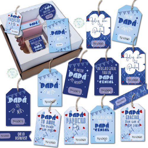 Kit Imprimible Día De Padre Con Logo Tags-circulos-tarjetas