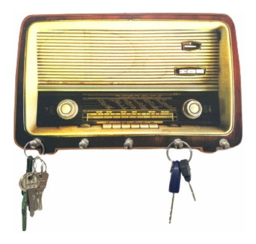 Porta Chaves Rádio Antigo 2 Vintage Retro Decoração Parede