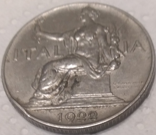  1 Lira Italiana Del Año 1922 Muy Buen Estado!!! 