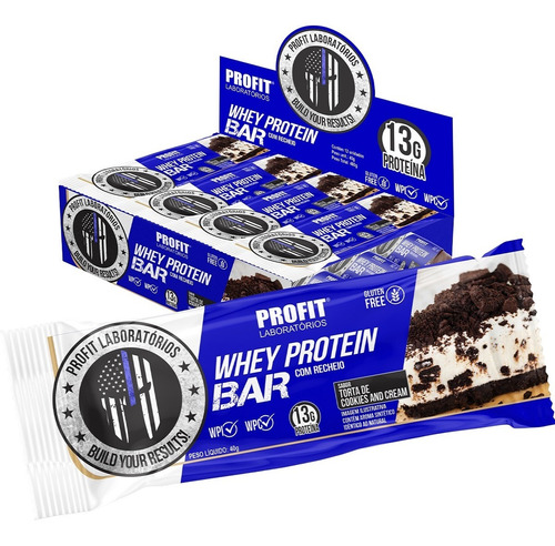 Suplemento Em Barra Profit Whey Bar Proteínas Sabor Torta De Cookies Em Caixa De 480ml