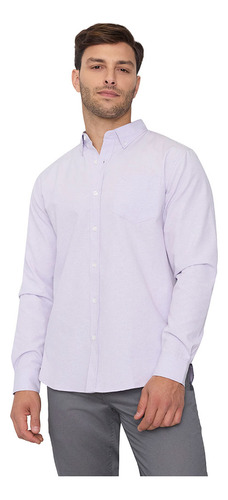 Camisa Hombre Oxford Lila Lisa Corona