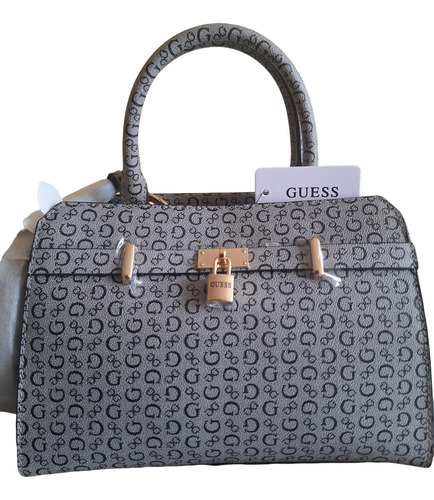 Bolsa Guess Ophelea Gris Con Logos Negros