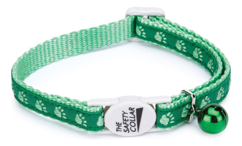 Meow Town - Collar De Gato Con Estampado De Patas, 2 Tonos,. Color Verde