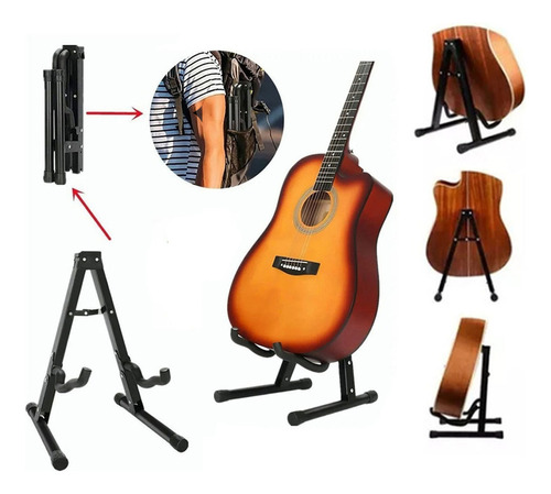 Soporte Plegable De Base Metálica Para Guitarra O Bajo