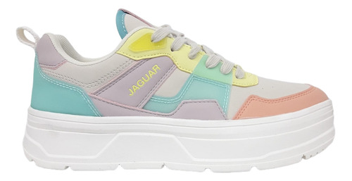 Zapatillas Plataforma Multicolor Lila Blanco Mujer 35 Al 40