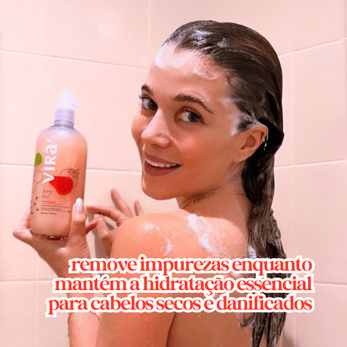 Shampoo Hidratação Berry Kiss 300ml Cabelos Hidratados Macios Brilho Nutrição Fragrância Doce Sem Sal Parabenos Vegano Limpeza Suave Para Todos Os Tipos De Cabelo