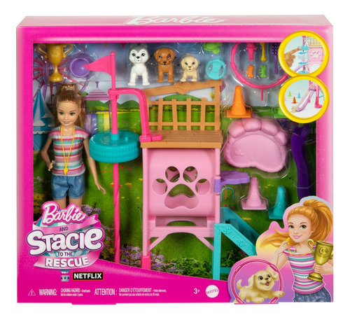 Barbie Set Juego Stacie Al Rescate Entrenadora Cachorritos Multicolor