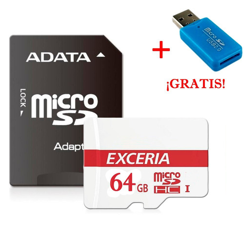 Micro Sd 64 Gb Con Adaptador Usb Y Sd Clase 10