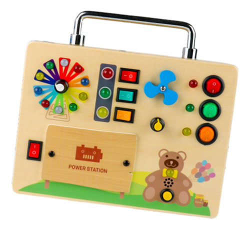 Tablero De Actividades De Madera Con Luces Led, Juguete D