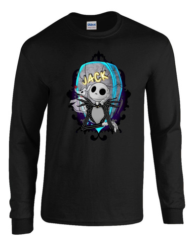 Camibuso Negro Camiseta Manga Larga Jack Esqueleto.m2
