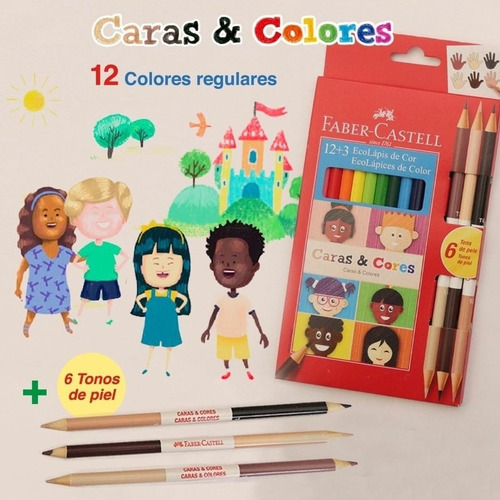 Ecolapíz Caras & Colores 12 Largos + 3 Bicolor Faber-castell