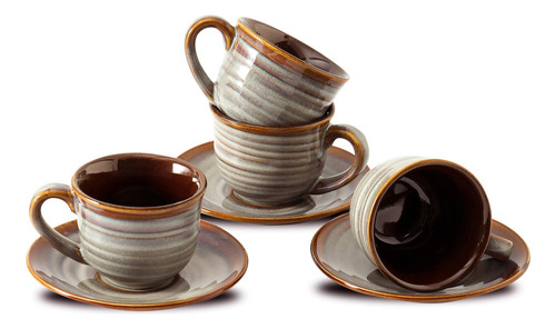Tazas Espresso Hasense, 4 Oz Set De 4 Tazas De Caf Cappuccin