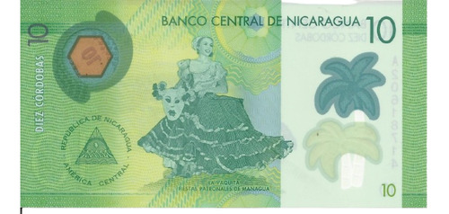 Nicaragua 10 Córdobas 2014 Polímero