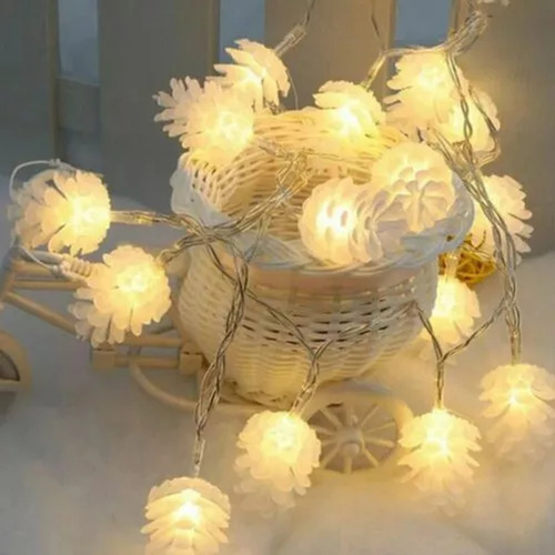 30 Luces Led Navidad Solar Coco Pino Calidas Guirnalda 6 Mts