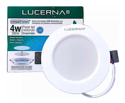 Panel Led Empotrar Redonda 4w 3k Compact Lumen Lucerna