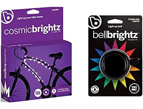 Purple Bike Frame Lights With Light Up Bike Bell - Cosmicbr