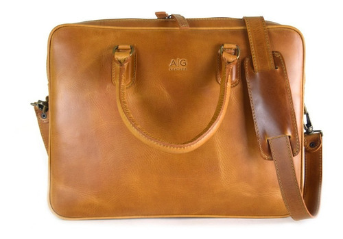 Maletín AG Leather Liso para Laptop color marrón claro